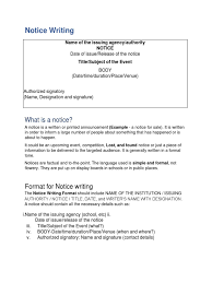 Mention all the relevant details (date, venue, time) signature, name and designation of the person issuing the notice. Notice Writing Signature Sikhism