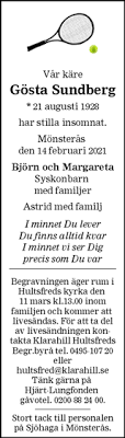 Det blev en sorgens dag, men som han själv sa en gång: Dodsannonser Sok Efter Dodsannonser Pa Familjesidan Se