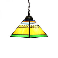 Shop all chandeliers by material. 1 Light Pendant Ceiling Light Mission Trapezoid Stained Glass Hanging Lamp In Yellow For Foyer Pendant Lighting