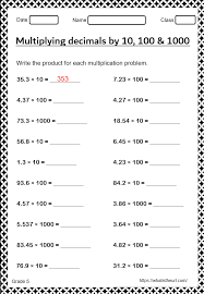 Grade 5 math worksheets on finding the lowest common multiple of two numbers (below 30). Decimal Multiplication Worksheet For Grade 5 Your Home Teacher
