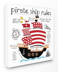 Stupell Pirate Ship Rules Canvas Art Pirate Nursery Art Wall Kids Pirate Room