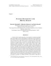Pdf Juvenile Delinquency And Mental Health