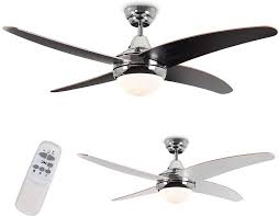 The fan is fantastic, beautiful, shiny chrome with crystals and gauzy ribbon shade. Minisun 48 122cm Modern Silver Chrome Dark Wood Blade Ceiling Fan With Frosted Opal Shade With Remote Control Amazon Co Uk Home Kitchen