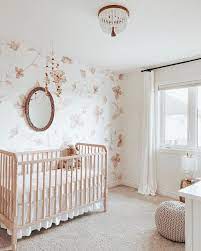 Delicate Floral Wallpaper Baby Nursery Decor Girl Nursery Baby Girl Nursery Wallpaper