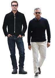 Good Old Boys From Left Both Brad Pitt 53 And Steve Carell 54 Know How To Nod To Fashion For Men Over 40 Clothes For Men Over 50 Fashion For Men Over 50