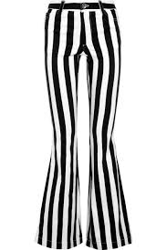 Black And White Striped Bell Bottom Jeans Black Striped High Rise Flared Jeans Alice Olivia High Waisted Flare Jeans High Rise White Jeans White High Waisted Jeans
