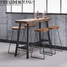 Bartisch Set Wood Akazie Industrial Stehtisch 125 46 4 Barhocker Baumkante Bartisch Stehtisch Kuche Stehtisch
