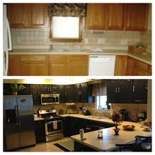Best metallic spray paint colors for cabinet hardware. Painted Oak Cabinets To New Black By Valspar In Semi Gloss Painting Oak Cabinets Oak Cabinets Kitchen Cupboards Paint