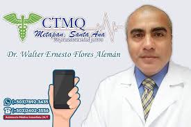 Dr. Walter Ernesto Flores Alemán. Graduado como Médico de la Universidad de  El Salvador. Residente de Cirugía del Hospital Médico Quirúrgico, ISSS  Especialista en Otorrinolaringología del Hospital Clínico Quirúrgico  Hermanos Ameijeiras, La