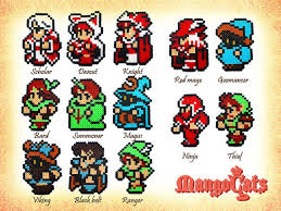Final Fantasy 3 Jobs Bead Sprite By Mangocats On Etsy 7 00 Pixel Art Bead Sprite Pearler Bead Patterns