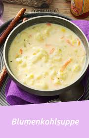 Zutaten 1 Kleiner Blumenkohl Salz 40 G Butter Oder Margarine 1 Eigelb 4 El Sahne Streuwurze Muskat Zubereitun Blumenkohlsuppe Rezepte Suppenrezepte