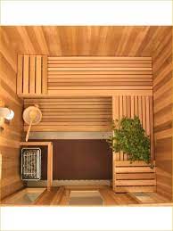 This beautiful shaped bathroom inspires warmth and peacefulness, despite the dark colors used by increation designers. Small Bathroom In Home Saunas 25 Daily Home List Sauna Room Sauna Design Sauna