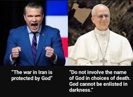 Ok... Hegseth wants to mix Sunday church with his official government  duties? Fine. Let's play that game: Trump Wants To Cut And Run In Iran |  Pope Responds After Hegseth Invokes Jesus |