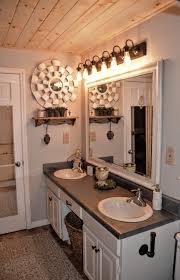 Bathroom Makeover Pine Tongue And Groove Ceilings Rustoleum Spray Painted Countertop And Light Fixtures Tongue And Groove Ceiling Bathroom Makeover Bathroom