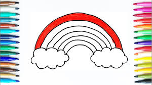 How To Draw A Rainbow Coloring Pages Drawing And Colours For Children Rainbow Drawing Kids Canvas Art Coloring For Kids