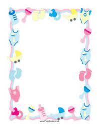This Baby Border In Tones Of Blue Pink And Yellow Features Many Items From A Baby S Life Including Bottle Baby Girl Border Baby Clip Art Baby Diy Projects