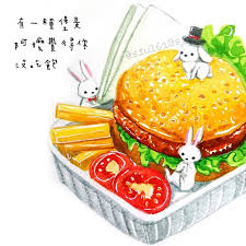 棋taiwan tren instagram 有一種堡是阿嬤覺得你沒吃飽你喜歡哪種堡 色鉛筆 水彩畫 水彩画 水彩 台灣 插畫 漢堡 早午餐 美式餐廳 食物插畫