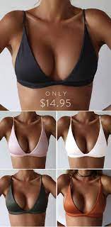 Deep V Neck Push Up Bikini Top Push Up Bikini Tops Summer Fashion Trends Solid Bikini