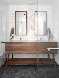 Mid Century Modern Bathroom Vanities Pictures Beatty St Loft Cube Tile Floor Charc Bathroom Inspiration Mid Century Modern Bathroom Mid Century Bathroom