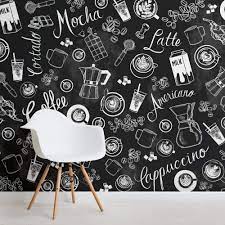 Black White Coffee Pattern Wallpaper Murals Wallpaper Cool Wallpapers Black And White Mural Wallpaper Pattern Wallpaper