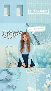 Light blue and white collage with random quotes and pictures made to fit a laptop wallpaper. Kpop Wallpapers Rose Blackpink Light Blue Aesthetic Tiles Wallpaper Wattpad
