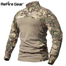 Refire Gear Tactical Combat Shirt Men Cotton Military Uniform Camouflage T Shirt Multicam Us Army Clothes Camo Long Sleeve Shirt J190525 Shirt Design