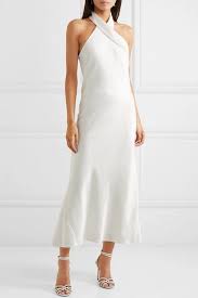Galvan Pandora Silk Satin Halterneck Midi Dress Net A Porter Com Silk Dress Pattern Dresses White Silk Dress