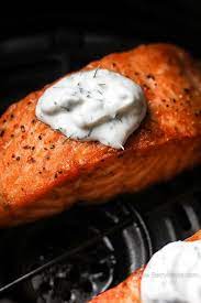 Perfect Air Fryer Salmon Fillet Cooked From Fresh Or Frozen Fish Infused With Lem Air Fryer Recipes Salmon Air Fryer Recipes Healthy Air Fryer Dinner Recipes