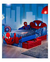 Spiderman Toddler Bed With Storage And Light Up Eyes Toddler Bed With Storage Toddler Boys Room Boy Toddler Bedroom