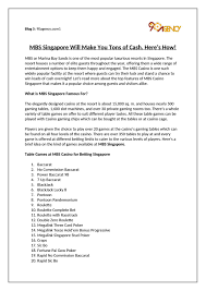 Our top recommended credit card casinos. Mbs Singapore Will Make You Tons Of Cash Here S How By 90agency Issuu