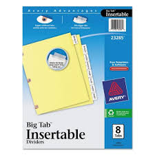 Shop avery5tabdividers by options prices ratings at staples skip to main content skip to footer. Avery Insertable Big Tab Dividers 8 Tab Letter 23285 Target