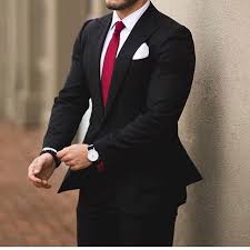 Black And Blue Wedding Suit Black Suit With Red Tie Mens Dress Outfits Black Suit Men Tuxedo For Men