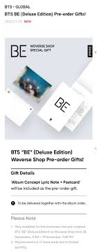 Bts Merch Restocks On Twitter Pre Order Gift Revealed For Pre Orders From Weverse Shop Global Only Album Concept Lyric Book And Postcard Bts Twt Https T Co Kvxyq26tzm