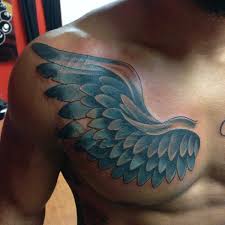 Blue Wings On Chest Tattoo For Men Chest Tattoo Men Tattoos For Guys Wing Tattoo Men