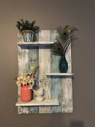 Couple of wall shelves i've put in my bedroom to cover a blank space. Pallet Wall Shelf Rustic Decor Teal Shelf Teal Wood Shelf Etsy Pallet Wall Decor Pallet Wall Shelves Reclaimed Wood Shelves