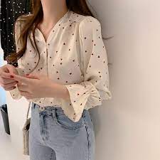 Baju korea import terbaru 2019 tamochi adalah distributor produk fashion import dan baju korea online yang menyediakan baju import wanita & baju korea seperti baju dress import, dress korea import atau gaun pesta import, blus import atau baju atasan korea, coat korea, long coat, jaket import, cardigan korea , blazer, celana, rok panjang maupun rok pendek dan kemeja wanita korea. Love Dot Blouse Tops Women Cute Sweet Girl Korea Japan Preppy Style Design Flare Sleeve V Neck Button Shirt White Black Red 8015 Blouses Shirts Aliexpress