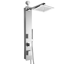 Akdy 35 In 2 Jet Easy Connect Shower Panel System In Mirror Tempered Glass With Rainfall Shower Head And Handshower Wand Sp0116 The Home Depot Shower Panels Rainfall Shower Head Rainfall Shower