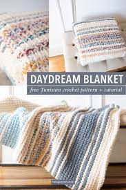 Daydream A Simple Striped Tunisian Crochet Blanket Tunisian Crochet Blanket Tunisian Crochet Patterns Afghan Crochet Patterns