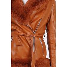 Product titlevintage women faux fur fleece coat jacket hooded out. Women S Faux Leather Winter Coat With Fake Fur Camel 119 95
