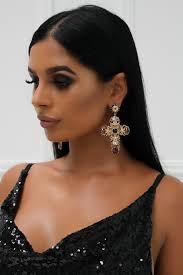 Bridal Jewellery Gold Earrings Afterpay Honey Couture Purple Gold Oversized  Cross Statement Earrings