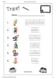 Esl Kids Family Trace Worksheet Family Worksheet English Worksheets For Kids Kindergarten Worksheets