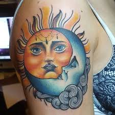 The sun and moon tattoo where the two images are combined really grab the essence of the yin yang symbol. 50 Moon Tattoo Crescent Moon And Sun And Stars Tattoo August 2021