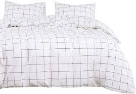 Black And White Grid Comforter Set Twin Amazon Com Wake In Cloud White Grid Duvet Cover Set 100 Washed Cotton Bedding White With Black Grid Geom In 2020 Twin Size Bed Sheets Duvet Cover Sets Bed Sheets
