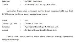 Contoh Surat Kuasa Pemotongan Gaji Oleh Bendahara Contoh Surat Cute766