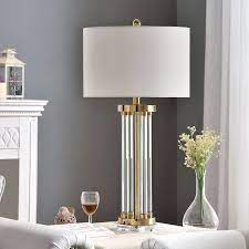 360 lighting mid century modern accent table lamps 14 3/4 high set of 2 orange steel droplet white drum shade for bedroom bedside 360 lighting 4 out of 5 stars with 1 reviews Gold Simple Crystal Table Lamp Living Room Bedroom Bedside Lamp Glass Led Table Lamp In Led Table Lamps From L Crystal Table Lamps Lamps Living Room Table Lamp