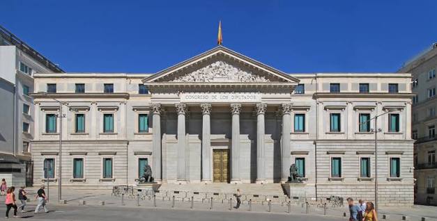 A view of the Spanish Parliament building in Madrid.