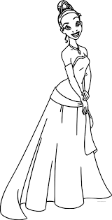 Disney The Princess And The Frog Beautiful Dress Tiana Coloring Page