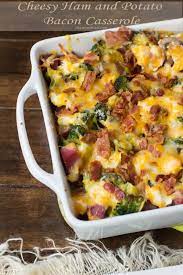 Leftover Ham Casserole With Potatoes Cheese Oh Sweet Basil Recipe Recipes Bacon Casserole Cheesy Ham
