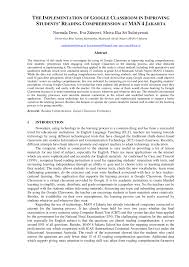 Sama fræðilegar upplýsingar hjá student.bsi.ac.id í hendi þinni. Pdf The Implementation Of Google Classroom In Improving Students Reading Comprehension At Man 4 Jakarta