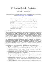 Pdf Ict Teaching Methods Applications
